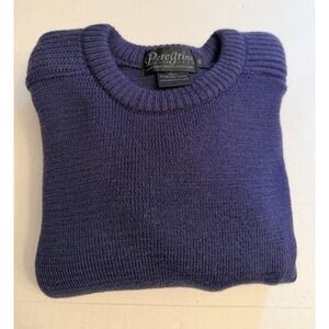 Peregrine 100% Wool Men's Size XL Sweater Ribbed Shoulders Blue Made In England